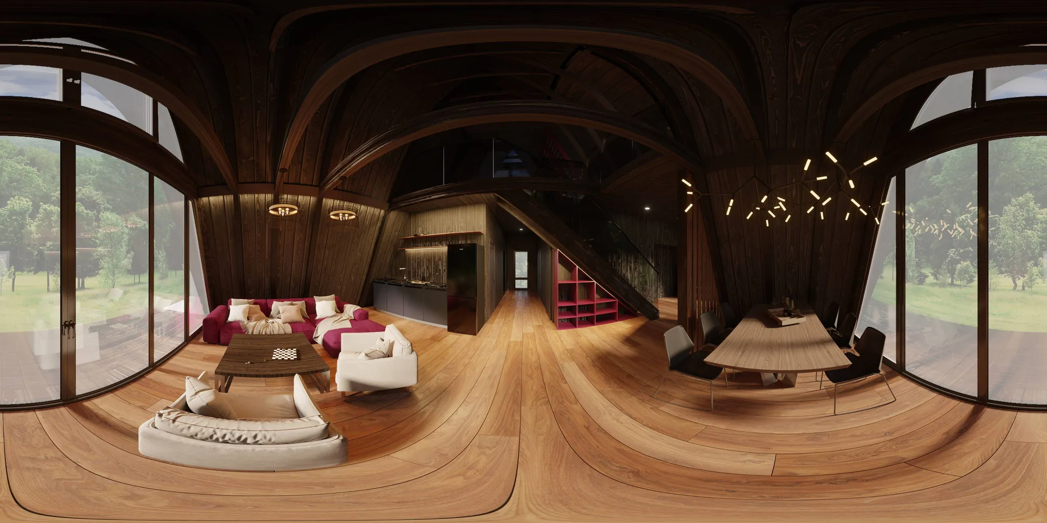 Интерьер глэмпинга A-frame, мой рендер